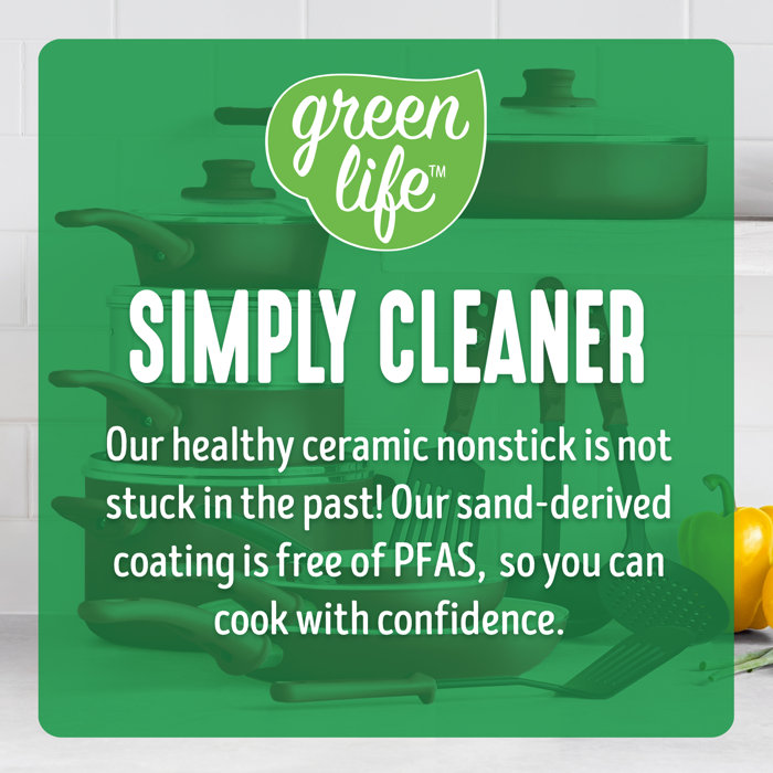 GreenLife Soft Grip Healthy Ceramic Nonstick, 1QT And 2QT Saucepan Pot